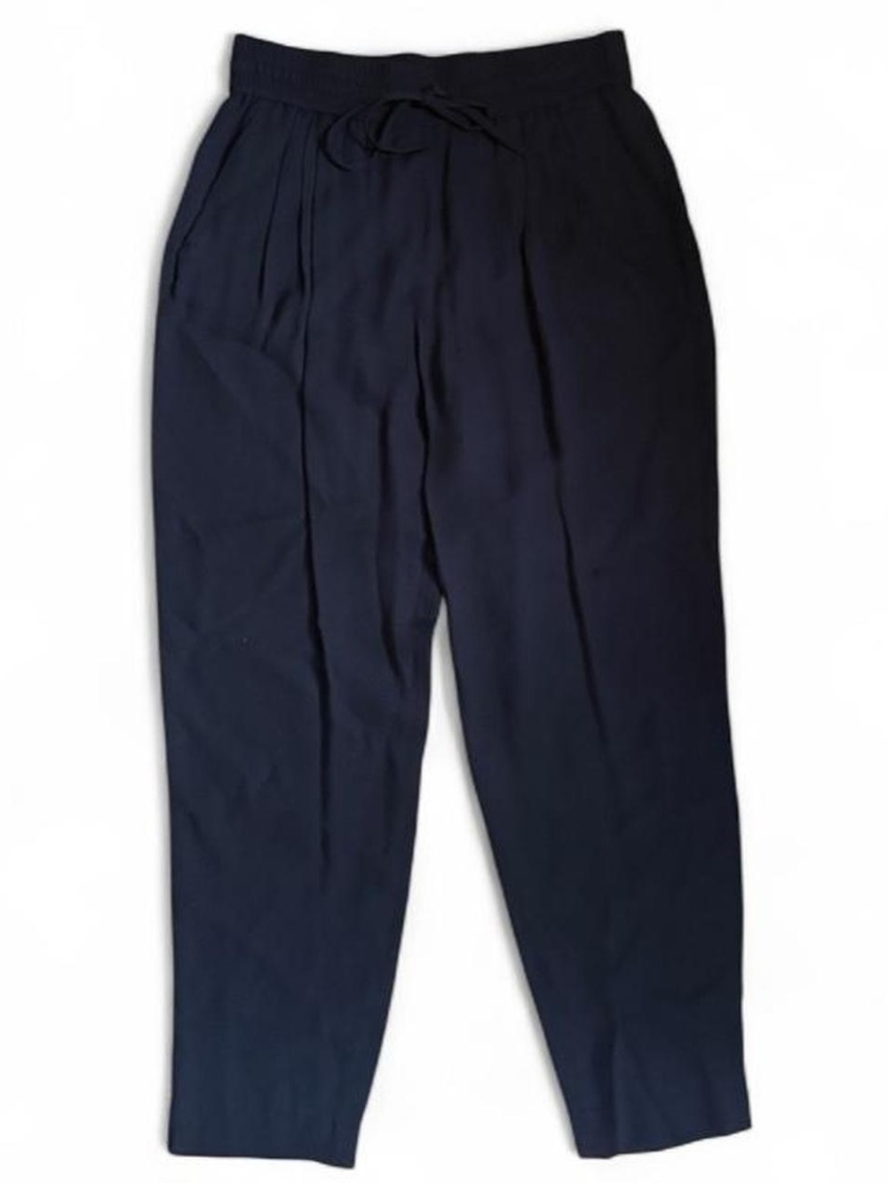 Zara black textured pleated pull on pants with drawstring waist